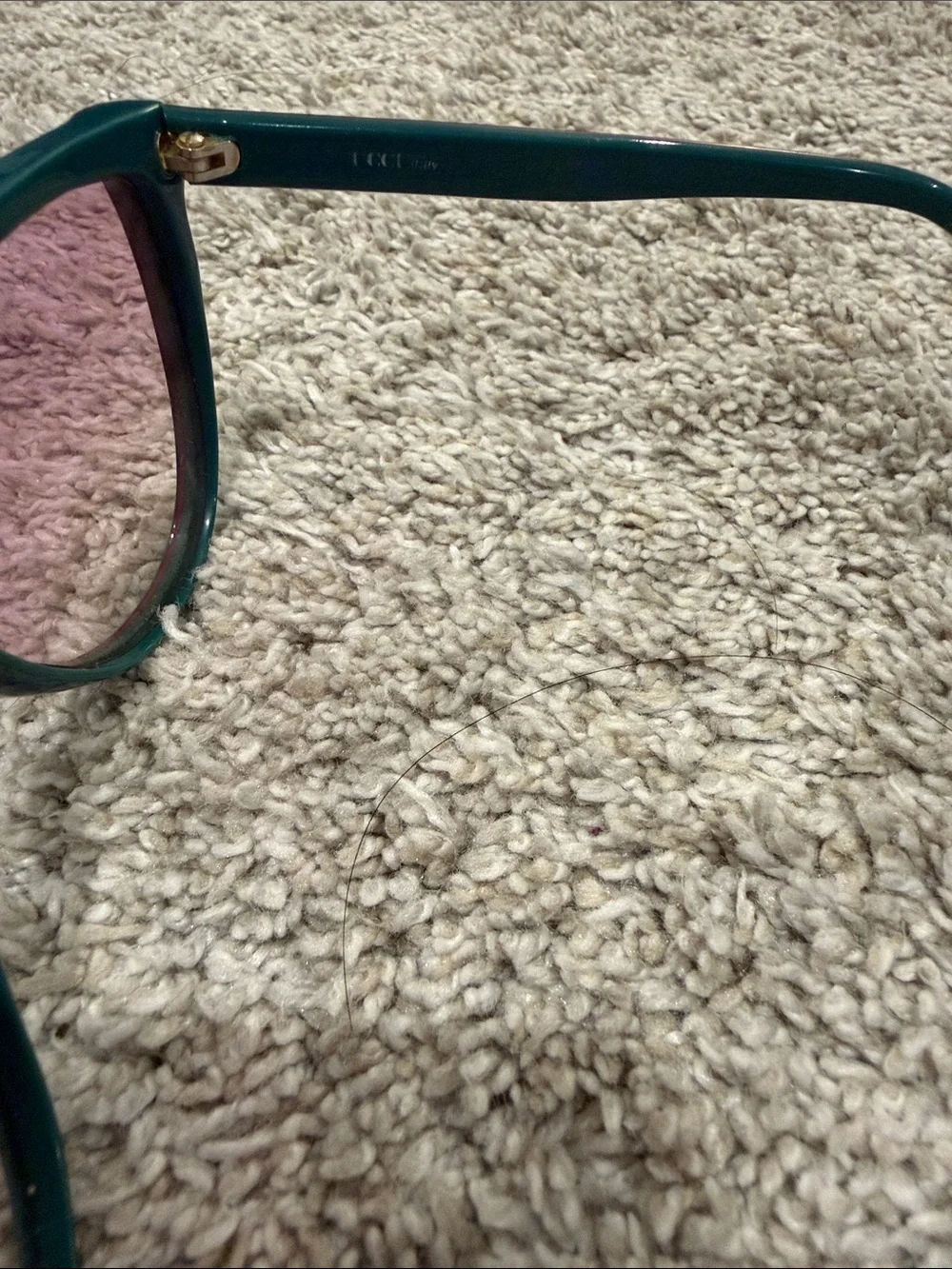 Gucci Green Frame with Red Brow Pink Lens Cat-Eye Sunglasses